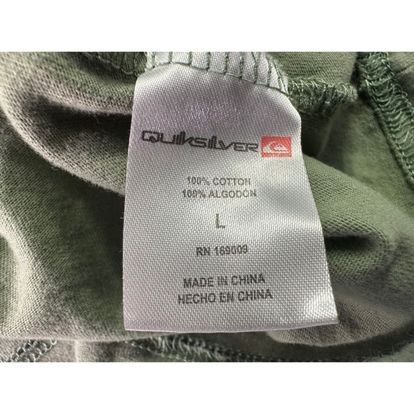 Quiksilver Men's T-Shirt Large Olive Green Retro Palm Tree Graphic Surf Skater - Picture 6 of 10